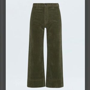 Pistola Penny High Rise Corduroy Cropped Pants in Martini Green